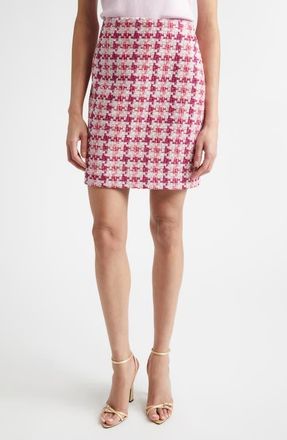 St. John Skyler Ritz Metallic Tweed Skirt in Peony /Magenta Metallic Multi at Nordstrom, Size 14