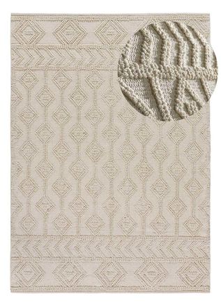 Atticgo Alfombra de algod&oacute;n con relieve crema 160x230 cm