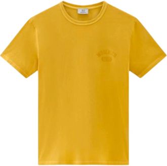Woolrich Gedragen geverfd logo T-shirt - Heren - T-shirts - Geel - 3XL - Tops