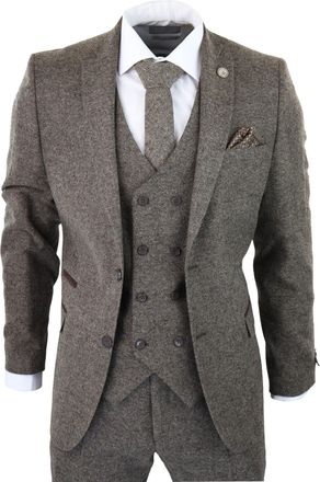 TruClothing 3 Piece Suit Double Breasted Tweed