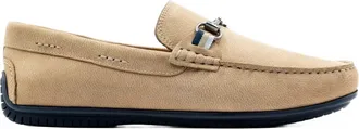 Martin Dingman Mens Bermuda Nubuck Horse Bit Loafers In Biscuit