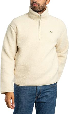 Lacoste Sweatshirt Met Halve Rits, Beige
