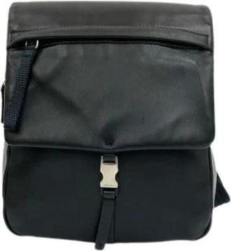 Prada Pre-owned Backpacks, male, Black, Size: ONE SIZE Pre-owned Nappa Leather Mini Backpack