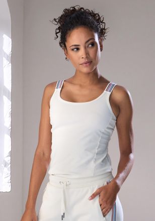 H.I.S Longtop H.I.S, Damen, Gr. XL (48/50), ecru, Single Jersey, Obermaterial: 95% Baumwolle, 5% Elasthan, unifarben, schmal, Tops Longtop, mit elastischen 