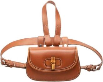 Gucci Pre-owned Bamboo Twist Lock Belt Bag - Dames - Vintage Heuptassen - Bruin - ONE Size - Leer - Vintage