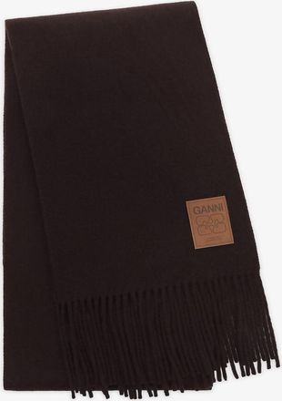 Ganni Chocolate Plum Wool Knit Scarf