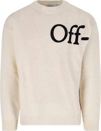 Off-white Bookish Cream Contrast Logo Wool-Blend Sweater