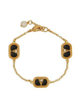 Valentino Garavani Metal, Enamel, Crystal And Swarovski Pearl ovalette Bracelet
