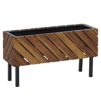 Hhg [nunca Usado] Jardinera Hhg-477, Maceta Para Flores Y Plantas, Para Interior Y Exterior, De Madera De Acacia Con Certificaci&oacute;n Mvg, 36 X 62 X 22 Cm, M