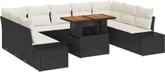vidaXL Garden Dining Set Manual 10 pcs Black, Cream 100 x 55 x 73 cm Vidaxl