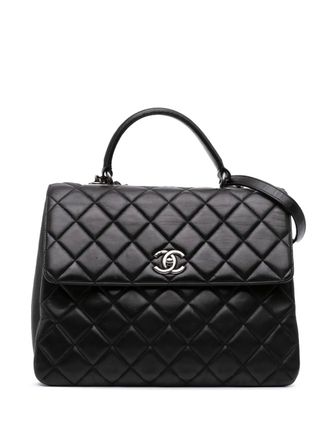 Chanel 2015-2016 Large Lambskin Trendy CC Top Handle Bag satchel - Black