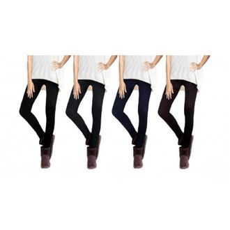 Trade Shop Trade Shop - Set 4 Leggings Fantasia Ethnic Donna Effetto Termico Interno Felpato Elastico