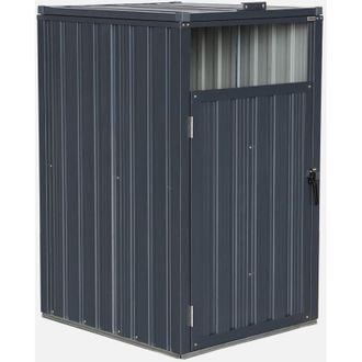 Sweeek Sweeek - Cubo De Basura De Acero Galvanizado Gris, Escaut, Gris, 73x82x124 Cm