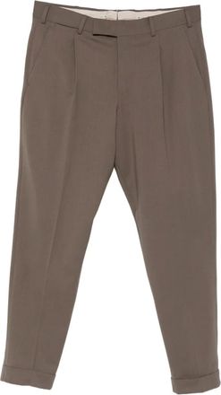 Pantaloni Torino pleated cuffed pants - Brown