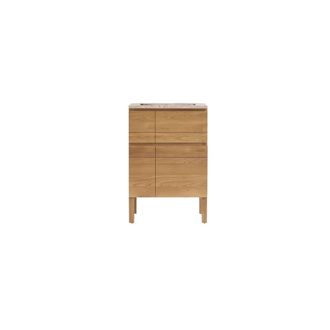 Tikamoon Mueble de ba&ntilde;o de madera de roble y terrazo rosa premium 60 easy