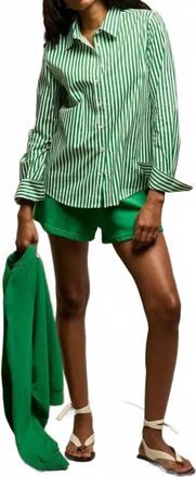 perfectwhitetee Gisele Button Down Shirt In Grass Stripe