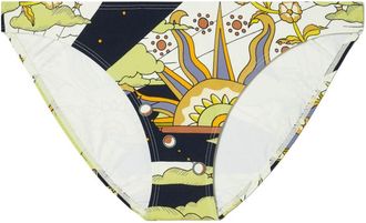 Tory Burch graphic-print bikini bottoms - women - Lycra/Nylon - M - Blue