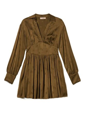 Twin-Set jacquard floral-pattern mini dress - women - Viscose - 40 - Green