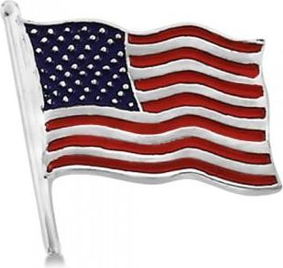 Allurez American Flag Lapel Pin with Red & Blue Enamel in 14K White Gold