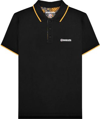 Lambretta Heren Paisley gevoerd poloshirt (Zwart/Goud)