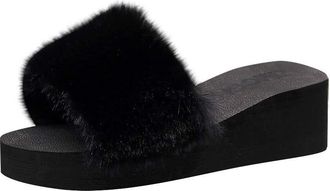 Generic Slippers Womens Plush Pink - Slippers Womens Plush Slippers - Fluffy Flip Flops Womens Winter Warm Slippers Memory Foam Plush Slippers Comfortable Sli