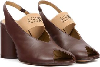 Maison Margiela Leather Slingback Block Heel Sandal - Brown