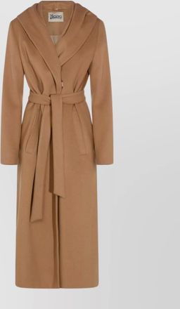 Herno long hooded coat with belt and pockets