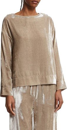 ottod'Ame Soft Velvet Blouse in Stone at Nordstrom, Size 44 It
