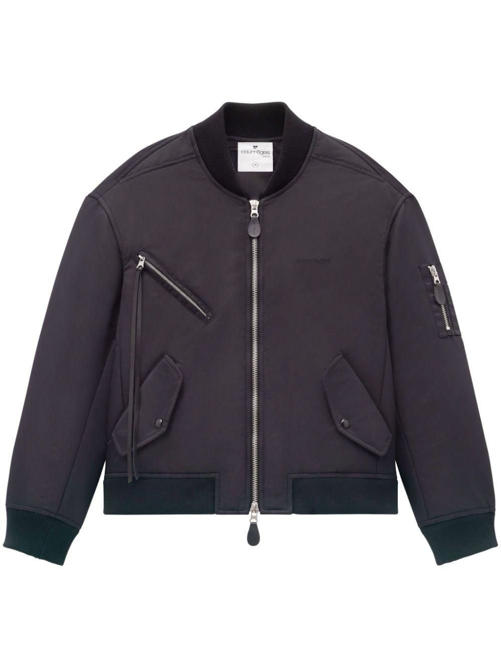 Courrèges logo-embroidered bomber jacket - men - Polyamide