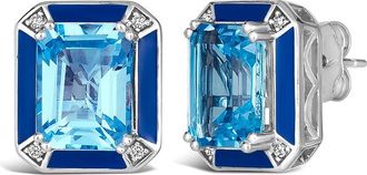 Le Vian 14K 5.05 Ct. Tw. Diamond & Ocean Blue Topaz Stud Earrings