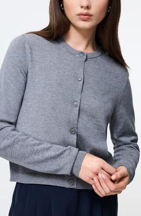 French Connection Crop Cardigan in Mid Grey Melange at Nordstrom Rack, Size Medium