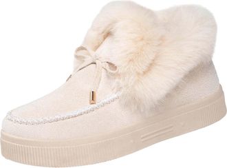 Generic Beige Women Cozy Winter Boots with Fleece Lining and Thick Sole for Indoor Outdoor