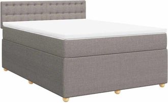 vidaXL Cama Box Spring Con Colch&oacute;n Tela Gris Taupe 160x200 Cm Vidaxl