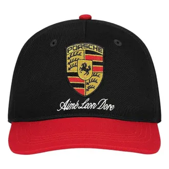 Aim&eacute; Leon Dore x Porsche Colorblock Logo Hat Jet Black Multi FW25AH050-JET