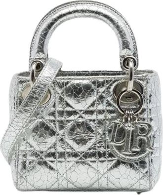 Dior Pre-owned Lady Dior Mini Bag - Dames - Vintage Mini Tas - Grijs - ONE Size - Leer - Vintage