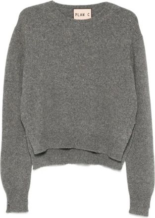 Plan C Maglia girocollo M/L - Dames - Ronde hals truien - Grijs - S - Wol - Truien & Vesten