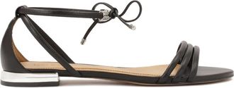 Kazar Zwarte platte sandalen met zilveren hak - Dames - Sandalen - Zwart - 38 EU - Leer - Schoenen