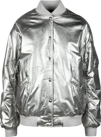 Iro Leather Bomber Jacket - Silver