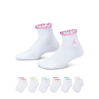Nike Jordan Kids Lettuce Edge Ankle Socks (6 Pairs) in White | GJ0858-001