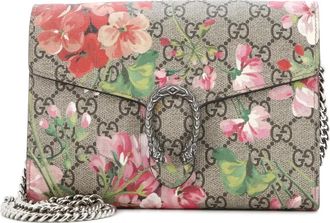 Gucci Dionysus Chain Wallet Blooms Print GG Coated Canvas Small crossbody bag - Bruin
