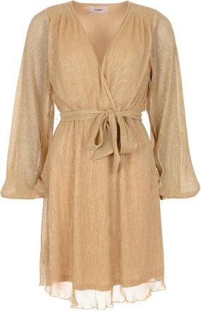 Freebird by Steven Dalena LS Dress - Dames - Wikkelkleedje - Beige - S - Polyester - Kleedjes