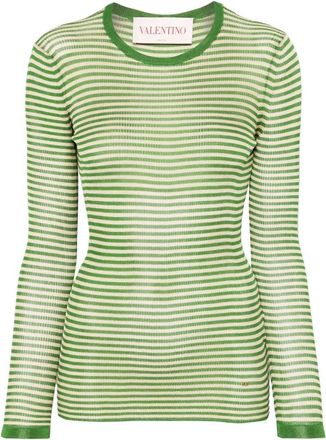Valentino Garavani Stijlvolle trui met uniek design - Dames - Ronde hals truien - Groen - M - Truien & Vesten