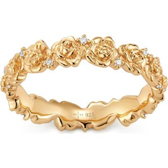 Made by Mary Cubic Zirconia Birthstone Flower Eternity Band Ring in Gold September at Nordstrom, Size 10