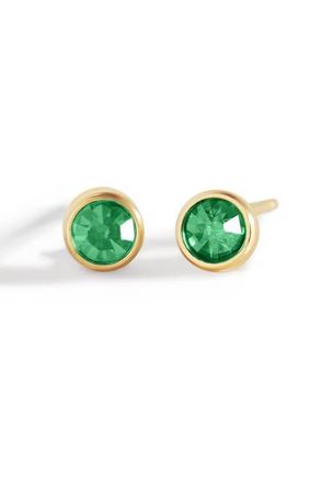 Mint & Lily Birthstone Bezel Studs in Gold-Tone /May Emerald at Nordstrom
