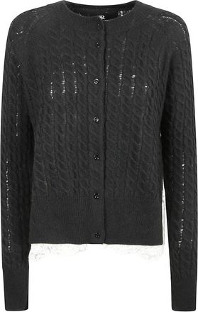 Ermanno Scervino Gebreid Kabelvest - Dames - Vesten - Zwart - 2XS - Wol - Truien & Vesten
