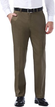 Haggar Mens Premium No Iron Khaki Classic Fit Pleat Front Casual Pant (Regular and Big & Tall Sizes), Toast, 36W x 30L