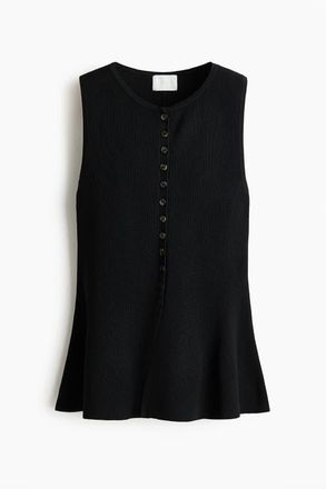 H&M Rib-knit Peplum Waistcoat in Black at Nordstrom, Size Xx-Large
