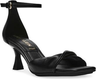 Anne Klein Jessie Ankle Strap Sandal in Black Smooth at Nordstrom, Size 5.5