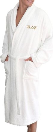 Linum Home Textiles Embroidered Dad White Terry Bathrobe at Nordstrom Rack, Size Small/medium