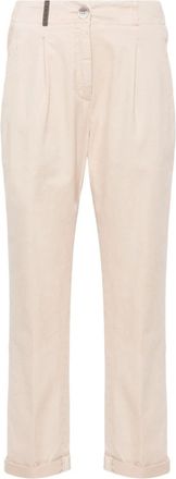 PESERICO cropped tapered trousers - women - Cotton/TENCEL/Silk/Elastane/Cotton - 38 - Neutrals